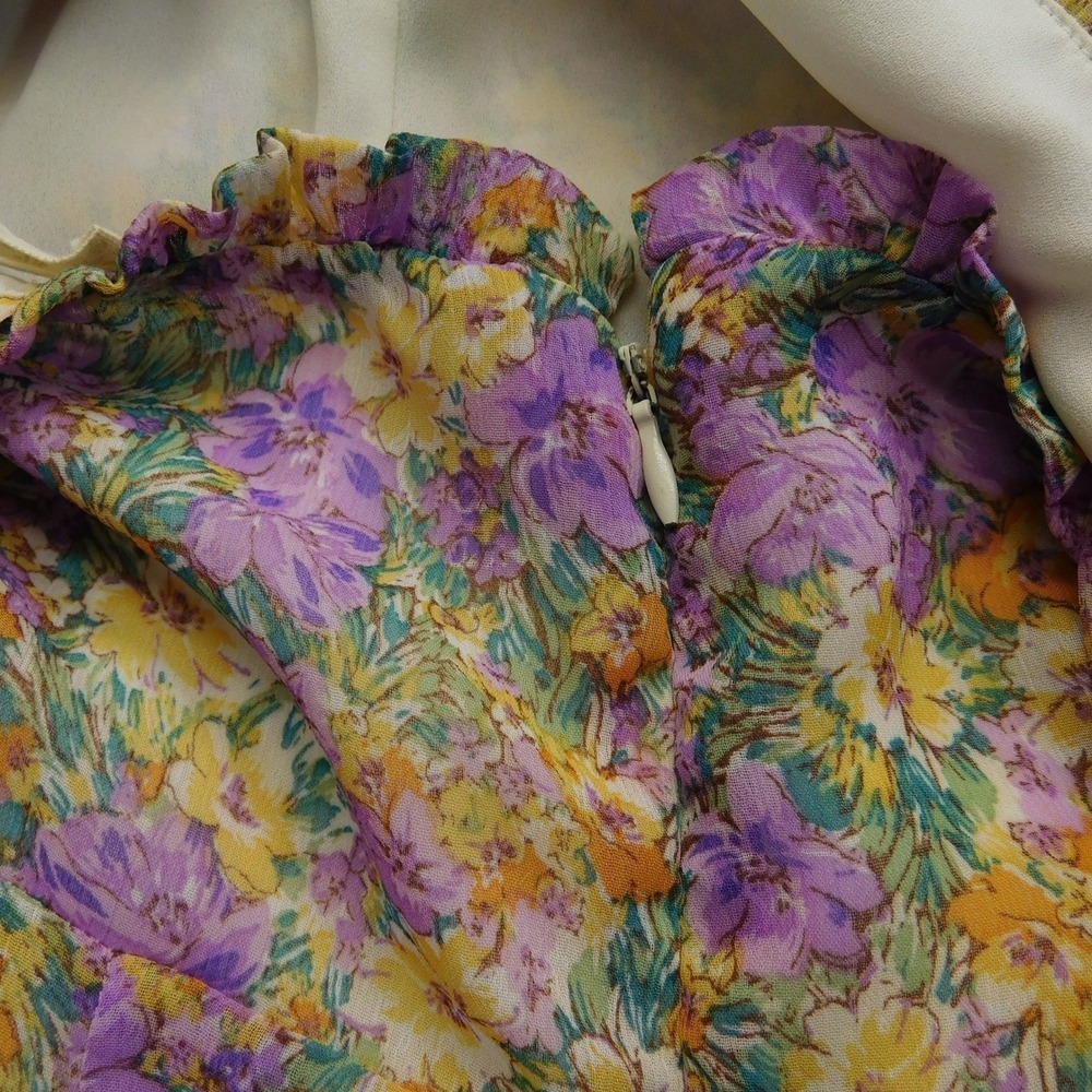 Altar'd State Floral Square Neck Ruffle Mini Dress Women S Purple - Picture 5 of 9